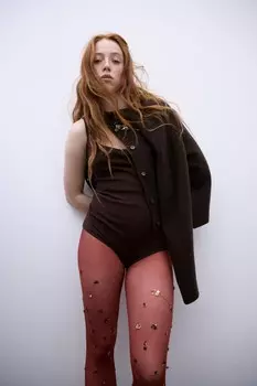 Боди из хлопка и шелка ZARA, бордовый