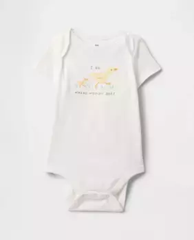 Боди из хлопка, круглый вырез с коротким рукавом для малышей Gap, белый