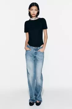 Боди из хлопка стрейч ZARA, черный