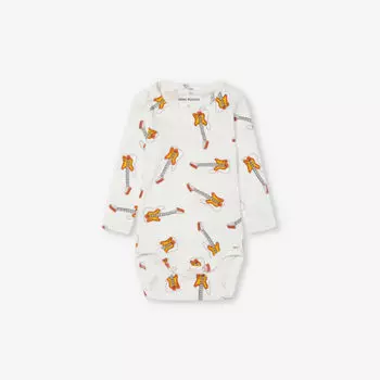 Боди из хлопкового джерси с длинными рукавами и графическим принтом «гитара», 1–18 месяцев Mini Rodini, белый