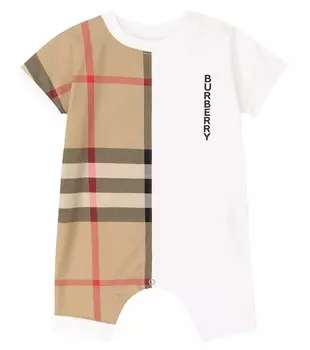 Боди из хлопкового джерси в клетку в винтажную клетку baby Burberry Kids, мультиколор