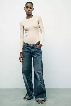 Боди из хлопкового модала ZARA, экрю