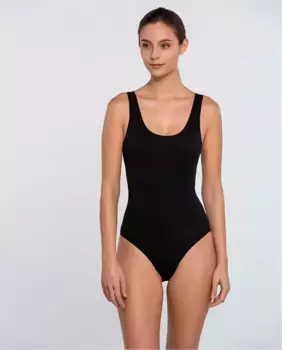 Боди из хлопковой футболки с широкими бретелями Punto Blanco, черный