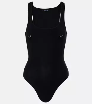 Боди из хлопковой смеси с декоративными элементами Mugler, черный