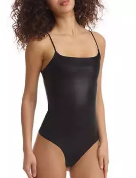 Боди из искусственной кожи черного цвета Commando