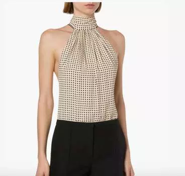 Боди из крепдешина цвета слоновой кости с фантазийным принтом Philosophy di Lorenzo Serafini