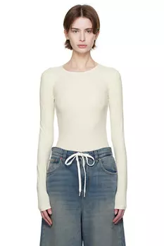 Боди из лайкры с джерси Mm6 Maison Margiela, цвет cream