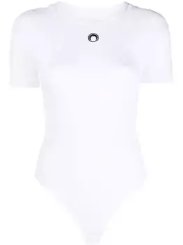 Боди из органического хлопка с логотипом Marine Serre, белый