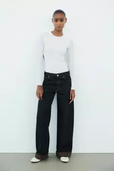 Боди из полиамида с вырезом ZARA, белый