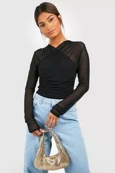 Боди из сетки Boohoo, черный