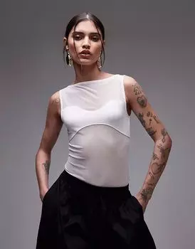 Боди из смеси сетчатой ткани ASOS DESIGN цвета экрю