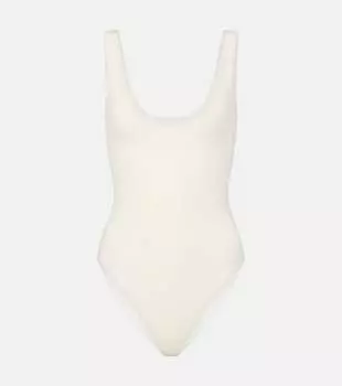 Боди из смесового шелка Mandie The Row, слоновая кость