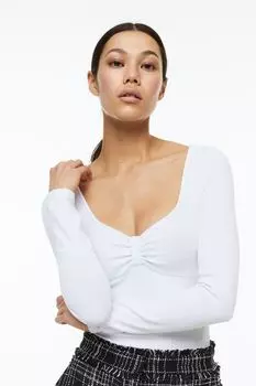 Боди из трикотажа в рубчик H&amp;M, белый