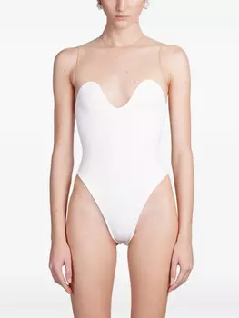 Боди из тюля David Koma с волнистым вырезом, белый