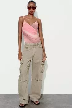 Боди из тюля с принтом ZARA, гвоздики