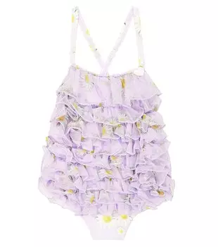 Боди из тюля с рюшами для малышей Monnalisa, фиолетовый