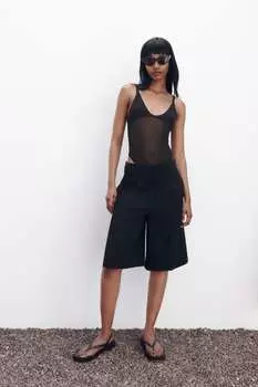 Боди из тюля ZARA, черный