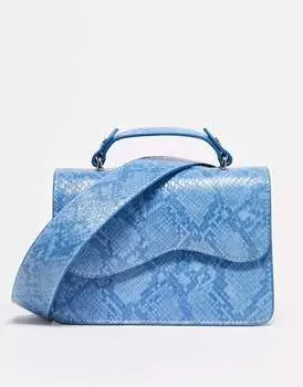 Боди из веганской кожи Hvisk Crane с волнистыми деталями светло-голубого змеиного цвета