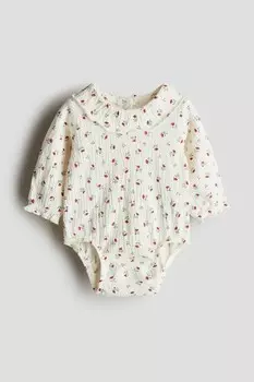 Боди из жатого трикотажа с воротником H&M, мультиколор