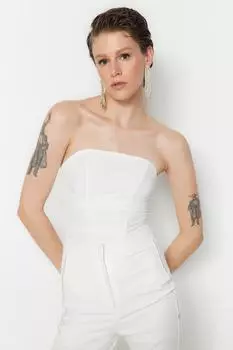 Боди - Экрю - Приталенный Trendyol, экрю