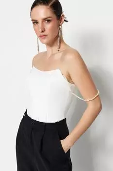 Боди - Экрю - Приталенный Trendyol, экрю