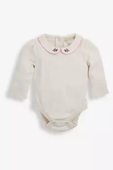Боди JoJo Maman bb с воротником и цветочной вышивкой Jojo Maman Bb, бежевый