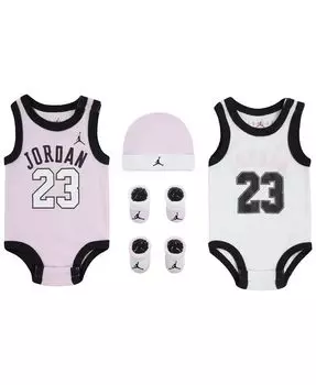 Боди Jumpman из джерси для мальчиков и девочек, подарочный набор из 5 предметов, шапка и пинетки Jordan, розовый