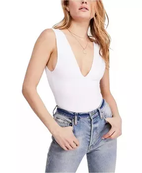 Боди Keep It Sleek с низкой спинкой Free People, белый