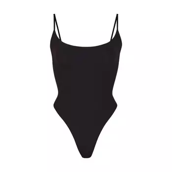 Боди-комбинезон на кайме SKIMS Fits Everybody, цвет Onyx