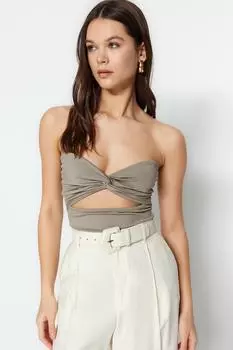 Боди - Коричневый - Облегающий крой Trendyol, коричневый