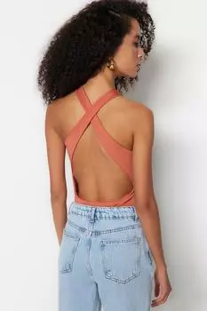 Боди - Коричневый - Облегающий крой Trendyol, коричневый