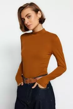 Боди - Коричневый - Облегающий крой Trendyol, коричневый