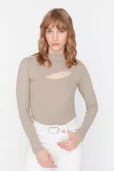Боди - Коричневый - Облегающий крой Trendyol, коричневый