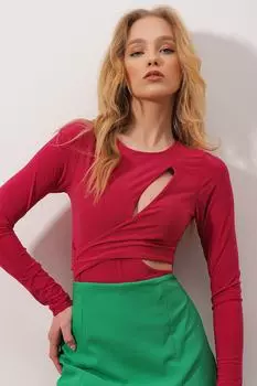 Боди - Красный - Приталенный крой Trend Alaat Stili, красный