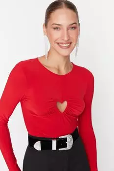 Боди - Красный - Приталенный Trendyol, красный