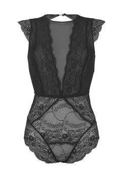 Боди Lascana Temptation, кружевное, женское LASCANA, черный