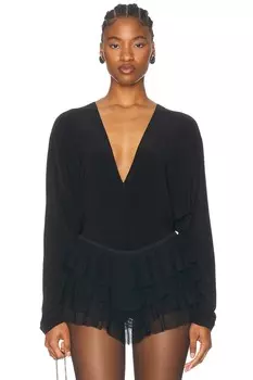 Боди «летучая мышь» с V-образным вырезом Norma Kamali, черный