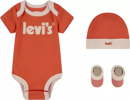 Боди Levi's Kids с короткими рукавами "Подарочный набор для новорожденных", УНИСЕКС, коралловый