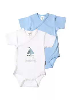 Боди Liliput "Boat", с практичной планкой на кнопках, голубой