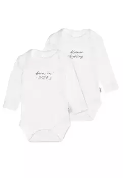 Боди Liliput "Born in 2024", 2 шт., с практичными кнопками, белый