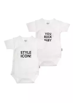 Боди Liliput "Rock Baby" с запахом и практичной планкой на кнопках, черный