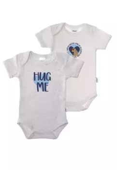 Боди Liliput с короткими рукавами "Обними меня" и практичными кнопками в промежности, серый