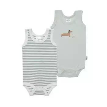 Боди Lilipute «Такса», упаковка из 2 шт., с удобным круглым вырезом, светло-зеленый