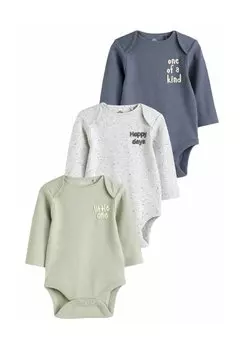 Боди LONG SLEEVE 3 PACK Next, цвет grey blue