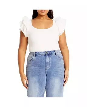 Боди Lula больших размеров CITY CHIC, белый