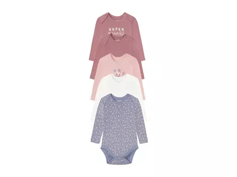 Боди lupilu, 5 штук, изготовлены из чистого органического хлопка, розовый/белый/синий