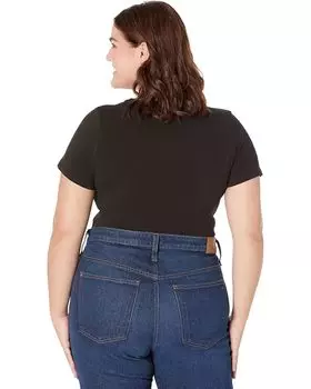 Боди Madewell Plus Ribbed Square-Neck Thong Bodysuit, реальный черный