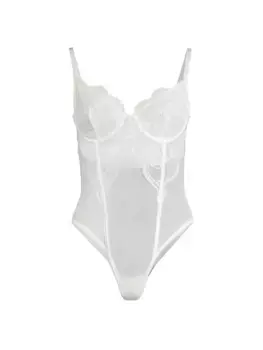 Боди Maeve из сетки и кружева Kat The Label, слоновая кость