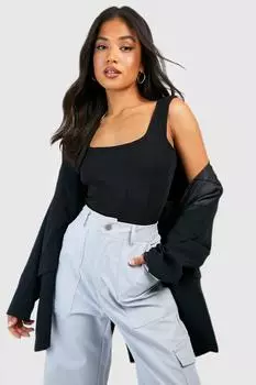 Боди маленького ребристого корсета с деталями Boohoo, черный