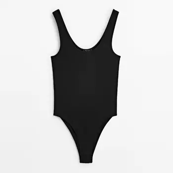 Боди Massimo Dutti Cotton Blend Strappy, черный